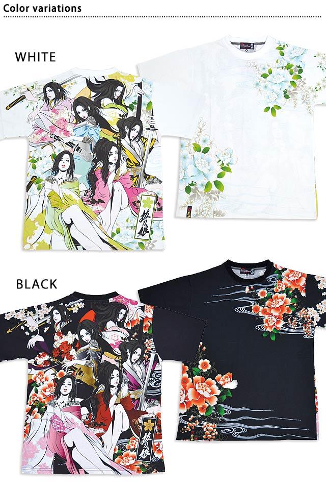 抜刀娘 六人衆半袖Tシャツ 抜刀娘 232831 和柄 和風 着物 花魁 勢揃い
