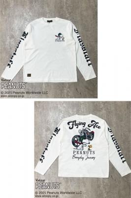 SNOOPYコラボ PEANUTS バイカーロングTシャツ◆Flagstaff