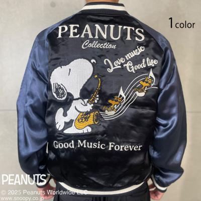 SNOOPYコラボ PEANUTS サウンドモーターサイクルリバーシブルスカジャン◆Flagstaff