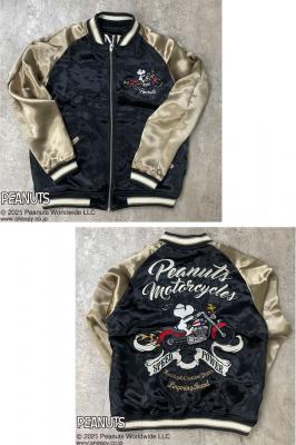 SNOOPYコラボ PEANUTS サウンドモーターサイクルリバーシブルスカジャン◆Flagstaff