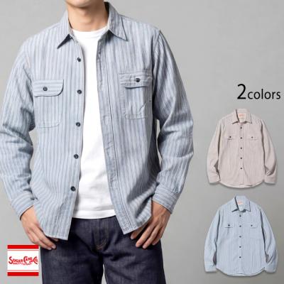 ドビーストライプ長袖ワークシャツ◆SUGER CANE