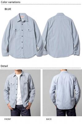 ドビーストライプ長袖ワークシャツ◆SUGER CANE