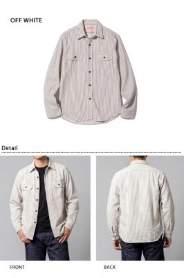 ドビーストライプ長袖ワークシャツ◆SUGER CANE