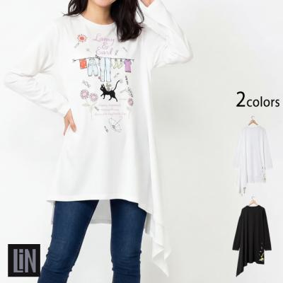 ラミ&アール「空からアメが降ってきた変形長袖Tシャツ」◆LIN/レディース