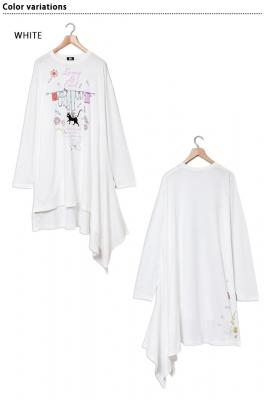 ラミ&アール「空からアメが降ってきた変形長袖Tシャツ」◆LIN/レディース