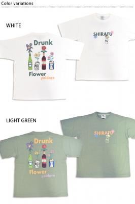 酔っ払いフラワー半袖Tシャツ◆YOIDORE
