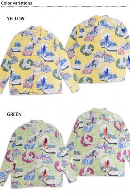 長袖レーヨンアロハシャツ「JAPANESE QUAINT DESIGN」◆SUN SURF