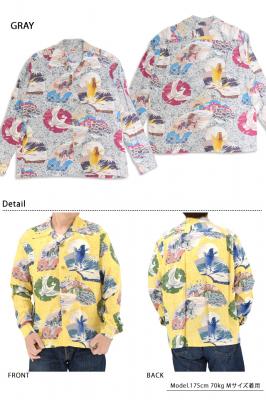 長袖レーヨンアロハシャツ「JAPANESE QUAINT DESIGN」◆SUN SURF