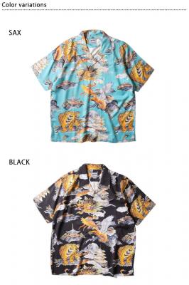 アセテートアロハシャツ「三つ巴」◆HOUSTON