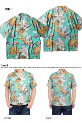 アセテートアロハシャツ「三つ巴」◆HOUSTON