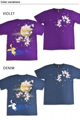 サクラスタイル別注 禅×ちきりやコラボ 手描き半袖Tシャツ「夜桜兎」◆禅