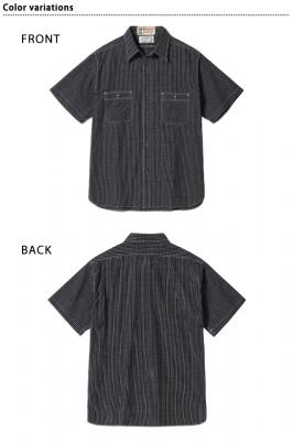 FICTION ROMANCE 5.25oz.インディゴチェックワーク半袖シャツ◆SUGER CANE