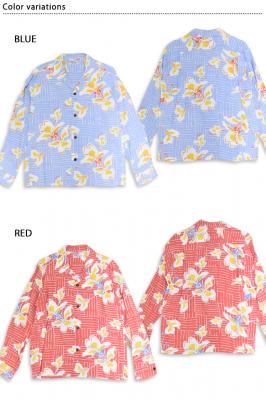 長袖レーヨンアロハシャツ「WHITE GINGER」◆SUN SURF