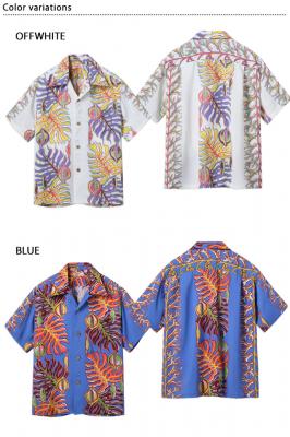 レーヨンアロハシャツ「MONSTERA BORDER」◆SUN SURF