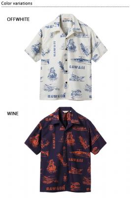 コットンブロードアロハシャツ「ISLAND AVIATION」◆SUN SURF