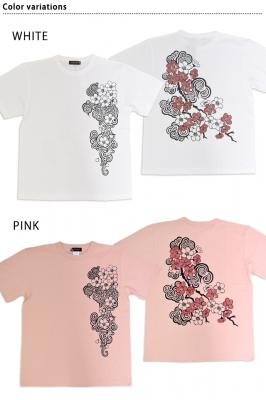 桜トライバル発泡箔プリント半袖Tシャツ◆CHIGIRI