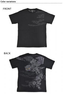 漆 梟の炯眼半袖Tシャツ◆絡繰魂