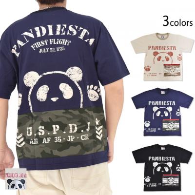 サコッシュ付きミリタリーカモ半袖Tシャツ◆PANDIESTA JAPAN