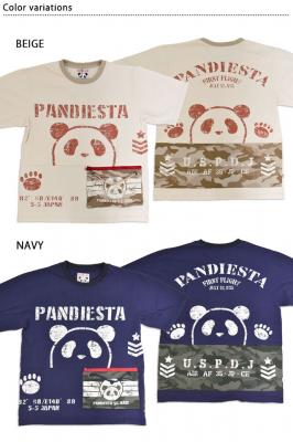 サコッシュ付きミリタリーカモ半袖Tシャツ◆PANDIESTA JAPAN