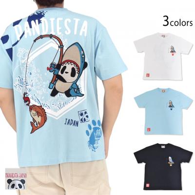 釣りキチサメパンダ半袖Tシャツ◆PANDIESTA JAPAN