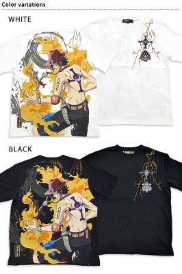 絡繰魂×ONE PIECE メラメラの半袖Tシャツ「ポートガス・D・エース」◆絡繰魂