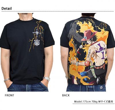 絡繰魂×ONE PIECE メラメラの半袖Tシャツ「ポートガス・D・エース」◆絡繰魂