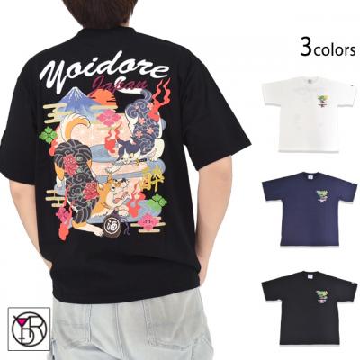 犬猫浮世絵歌舞伎半袖Tシャツ◆YOIDORE