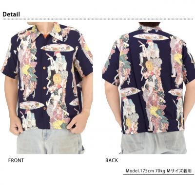 SUN SURF × 葛飾北斎 SPECIAL EDITION レーヨンアロハシャツ「踊り」◆SUN SURF