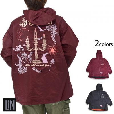 黒菟華 斜めジップナイロンパーカー◆LIN