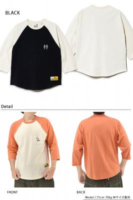 USA/C 色々ポケット刺繍8分袖ベースボールTシャツ◆go slow caravan