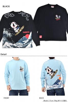 波富士歌舞伎パンダサーフロングTシャツ◆PANDIESTA JAPAN
