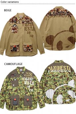 パンダーカモ切替ミリタリー長袖シャツ◆PANDIESTA JAPAN