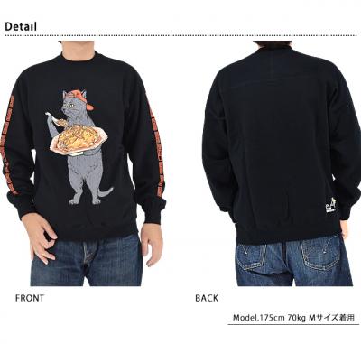 空紡糸裏毛 天津飯猫アクティブパターンプルオーバー◆go slow caravan