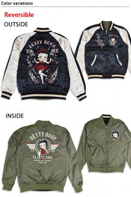 BETTY×ネバーマインド サテン×ナイロンツイルリバーシブルスカジャン◆NEVER MIND