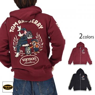TOM&JERRYコラボ 裏毛フルジップパーカー◆vanson