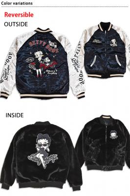 BETTY×ネバーマインド サテン×ファーリバーシブルスカジャン◆NEVER MIND