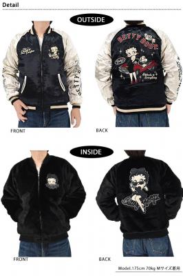 BETTY×ネバーマインド サテン×ファーリバーシブルスカジャン◆NEVER MIND