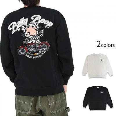 裏起毛クルーネックスウェット「白虎バイクBETTY」◆サクラスタイルセレクション