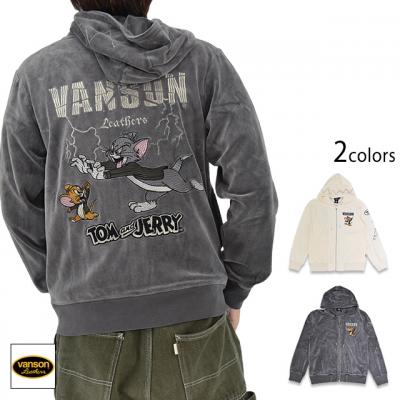 TOM&JERRYコラボ ベロアフルジップパーカー◆vanson
