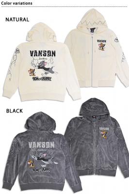 TOM&JERRYコラボ ベロアフルジップパーカー◆vanson