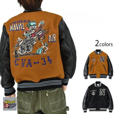 30oz. WOOL MELTON AWARD JACKET「NAVAL AIR CVA-34」◆WHITES VILLE