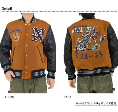 30oz. WOOL MELTON AWARD JACKET「NAVAL AIR CVA-34」◆WHITES VILLE